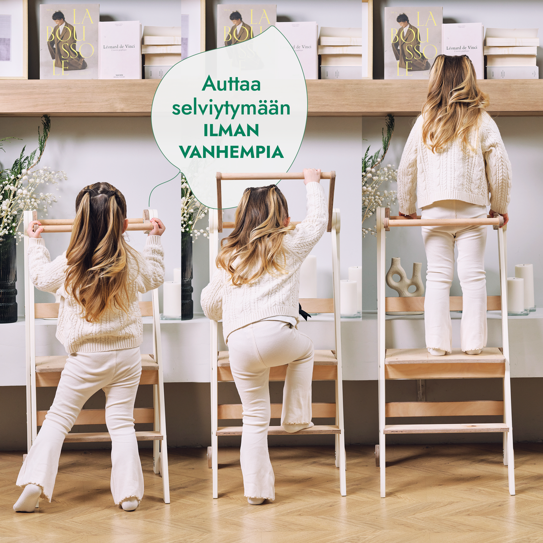 Oppimistorni: taitettava porrasjakkara taaperoille - beige