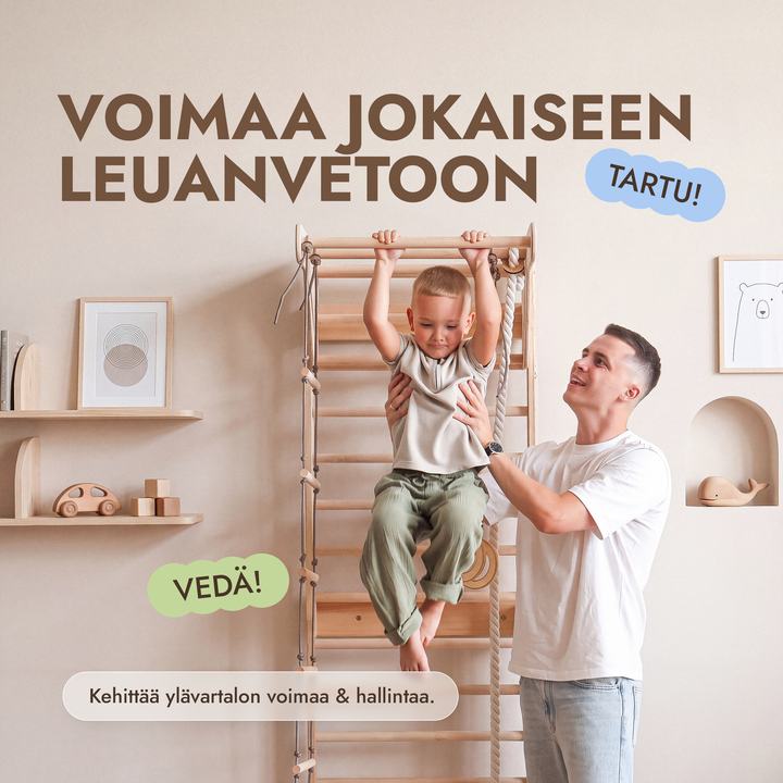 5-in-1 Puolapuut lapsille: leuanvetotanko & 3in1 keinusetti