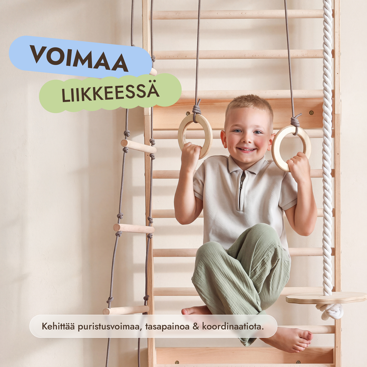 5-in-1 Puolapuut lapsille: leuanvetotanko & 3in1 keinusetti