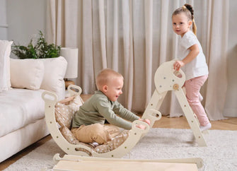 4-in-1 Montessori -kiipeilysarja: Piklerin kolmio, Kaari, Liukumäkilauta ja tyyny taaperoille (1–3 vuotta) – Pastellisävyt