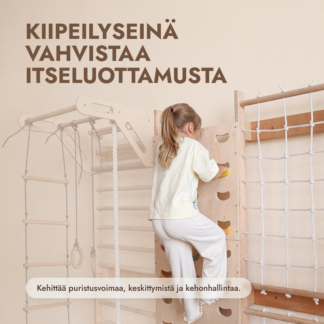Puolapuiden lisäosa: kiipeilyseinä ja verkko