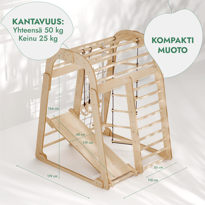 Sisäleikkipaikka taaperoille - Seitsemän yhdessä leikkipaikka + Keinusetti + Liukuramppi