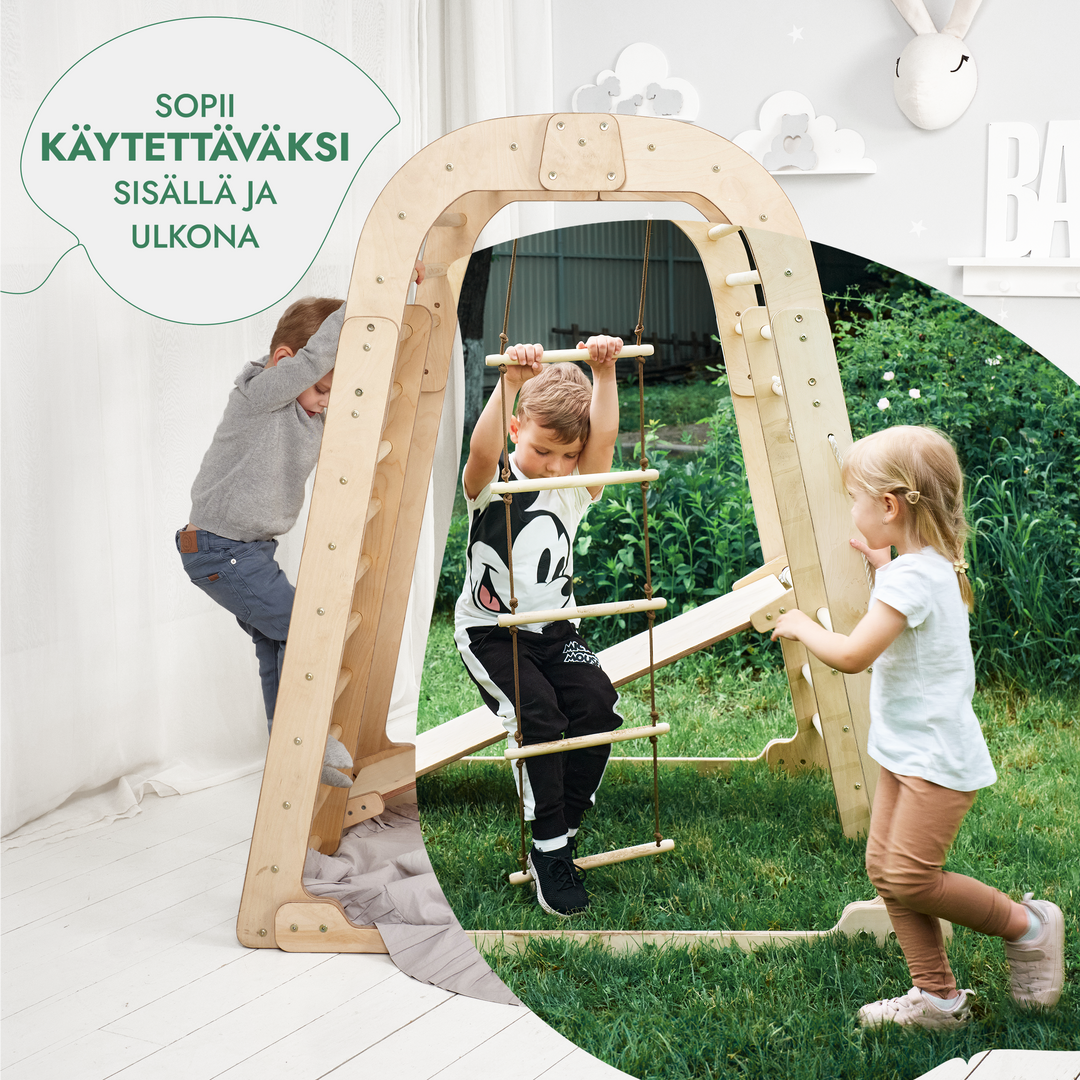 Sisäleikkipaikka taaperoille - Seitsemän yhdessä leikkipaikka + Keinusetti + Liukuramppi