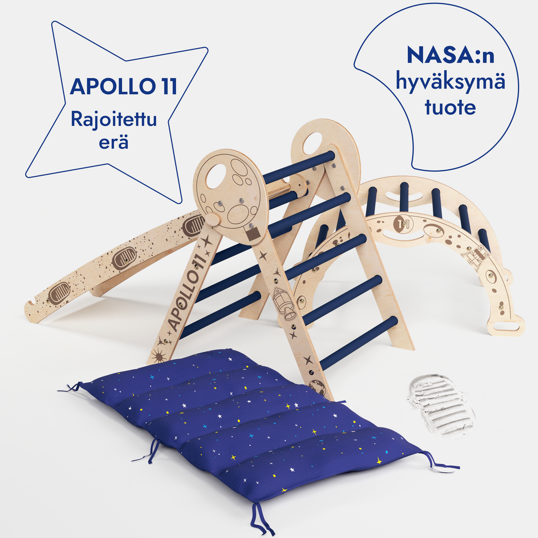 Apollo 4in1 kiipeilysetti: Pikler-kolmio, kaari, liukumäki ja tyyny pienille taapero-astronauteille (1–3 vuotta)