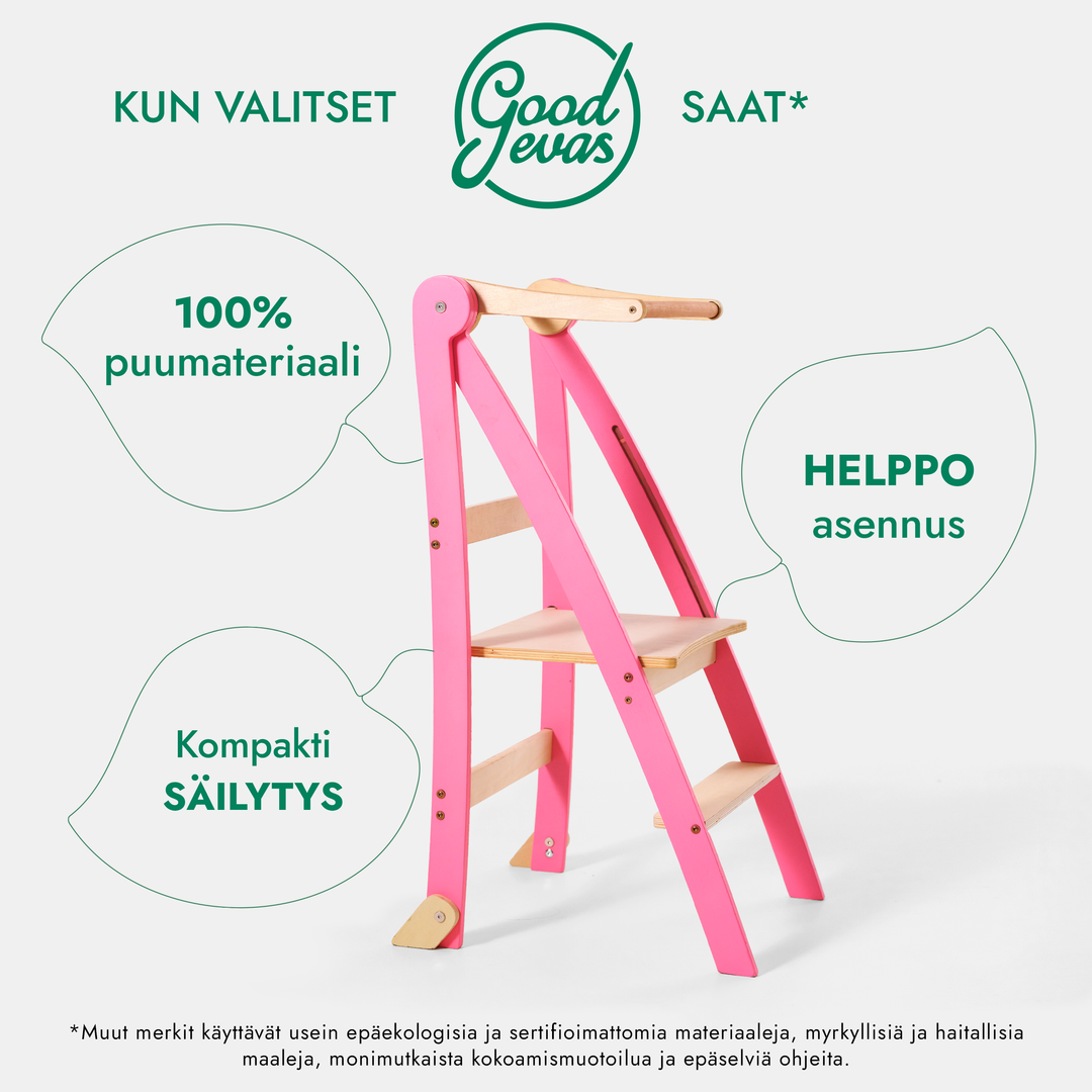 Oppimistorni taaperoille: keittiöapuri lapsille - grafiitti - Vaaleanpunainen