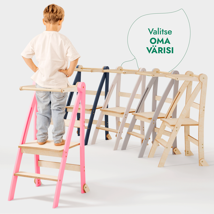Oppimistorni taaperoille: keittiöapuri lapsille - grafiitti - Vaaleanpunainen